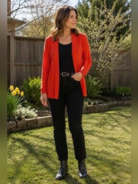 Old Navy Women's Bright Orange Open-Front Cardigan- Size:XXL